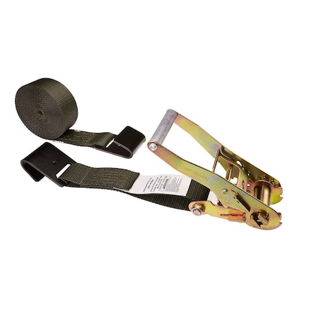 Us Cargo Control 2" x 50' Olive Ratchet Strap w/ Black Flat Hook 5050FH-OD